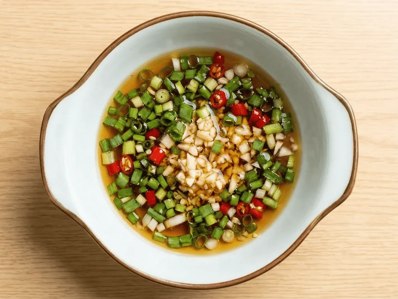 Low Calorie Hot Pot Dipping Sauce With Green Onions Garlic Chili Glow Louge Gemini