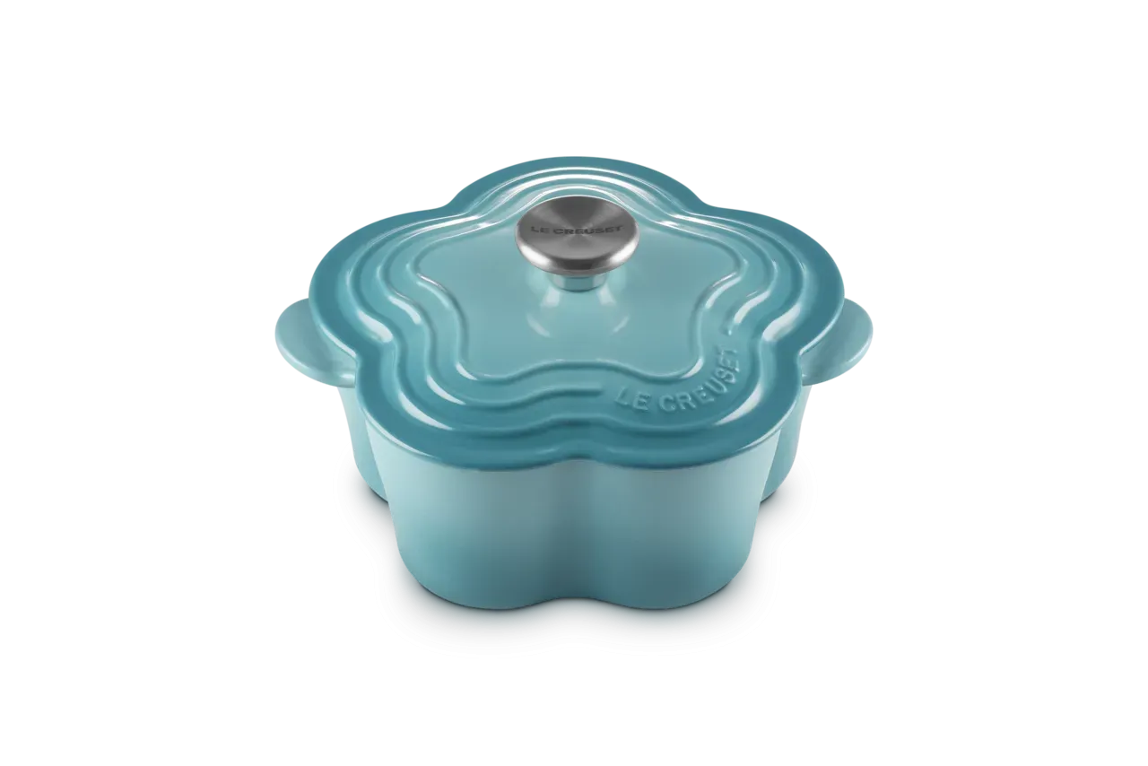 Le Creuset特賣會 山茶花 20cm 鐵鍋 加勒比海藍特價4500 32 折